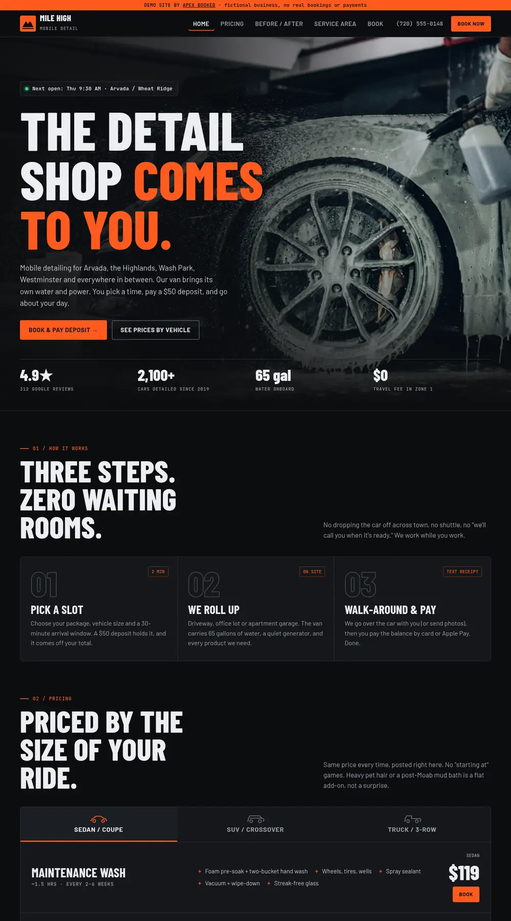 Mile High Mobile Detail example website